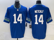 Wholesale Cheap Men's Seattle Seahawks #14 D.K. Metcalf Royal 2023 F.U.S.E. Vapor Limited Throwback Stitched Jersey