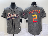 Wholesale Cheap Men's Houston Astros #2 Alex Bregman Grey Gridiron Cool Base Stitched Baseball Jersey