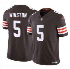 Cheap Men\'s Cleveland Browns #5 Jameis Winston Brown 2023 F.U.S.E Vapor Limited Football Stitched Jersey