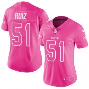 Wholesale Cheap Nike Saints #51 Cesar Ruiz Pink Women's Stitched NFL Limited Rush Fashion Jersey