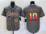 Wholesale Cheap Men's Houston Astros #10 Yuli Gurriel Number Grey Gridiron Cool Base Stitched Baseball Jersey