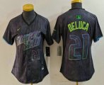 Cheap Women'sTampa Bay Rays #21 Jonny DeLuca Number Charcoal 2024 City Connect Limited Stitched Jersey