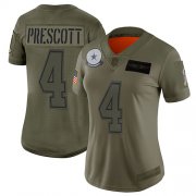 Wholesale Cheap Nike Cowboys #4 Dak Prescott Camo Women's Stitched NFL Limited 2019 Salute to Service Jersey