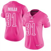 Wholesale Cheap Nike Eagles #31 Jalen Mills Pink Women's Stitched NFL Limited Rush Fashion Jersey