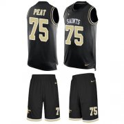 Wholesale Cheap Nike Saints #75 Andrus Peat Black Team Color Men's Stitched NFL Limited Tank Top Suit Jersey