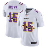 Wholesale Cheap Baltimore Ravens #15 Marquise Brown White Men's Nike Team Logo Dual Overlap Limited NFL Jersey
