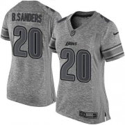 Wholesale Cheap Nike Lions #20 Barry Sanders Gray Women's Stitched NFL Limited Gridiron Gray Jersey