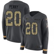 Wholesale Cheap Nike Seahawks #20 Rashaad Penny Anthracite Salute to Service Women's Stitched NFL Limited Therma Long Sleeve Jersey