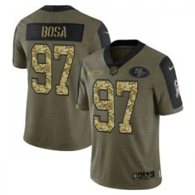 Wholesale Cheap Men\'s Olive San Francisco 49ers #97 Nick Bosa 2021 Camo Salute To Service Limited Stitched Jersey