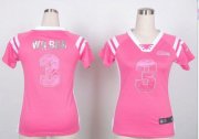 Wholesale Cheap Nike Seahawks #3 Russell Wilson Pink Women's Stitched NFL Elite Draft Him Shimmer Jersey