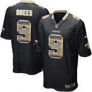 Wholesale Cheap Nike Saints #9 Drew Brees Black Team Color Men's Stitched NFL Limited Strobe Jersey
