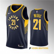 Wholesale Cheap Men's Indiana Pacers #21 Isaiah Wong Navy 2023 Draft Icon Edition Stitched Basketball Jersey