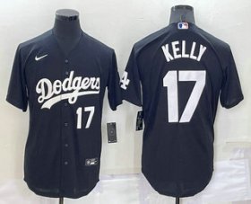 Wholesale Cheap Men\'s Los Angeles Dodgers #17 Joe Kelly Number Black Turn Back The Clock Stitched Cool Base Jersey