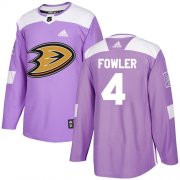 Wholesale Cheap Adidas Ducks #4 Cam Fowler Purple Authentic Fights Cancer Stitched NHL Jersey