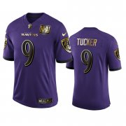 Wholesale Cheap Baltimore Ravens #9 Justin Tucker Men's Nike Purple Team 25th Season Golden Limited NFL Jersey