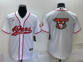 Wholesale Cheap Men\'s San Francisco 49ers White Team Big Logo With Patch Cool Base Stitched Baseball Jersey