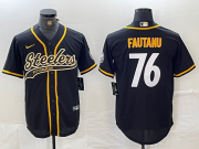 Cheap Men's Pittsburgh Steelers #76 Troy Fautanu Black With Patch Cool Base Stitched Baseball Jersey