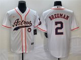Wholesale Cheap Men's Houston Astros #2 Alex Bregman White With Patch Cool Base Stitched Baseball Jersey