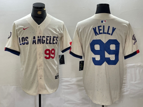 Wholesale Cheap Men\'s Los Angeles Dodgers #99 Joe Kelly Number Cream 2024 City Connect Limited Stitched Jersey