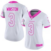 Wholesale Cheap Nike Buccaneers #3 Jameis Winston White/Pink Women's Stitched NFL Limited Rush Fashion Jersey