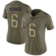 Wholesale Cheap Nike Rams #6 Johnny Hekker Olive/Camo Women's Stitched NFL Limited 2017 Salute to Service Jersey