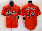 Wholesale Cheap Men's Houston Astros #44 Yordan Alvarez Number Orange With Patch Cool Base Stitched Baseball Jersey