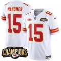 Cheap Men's Kansas City Chiefs #15 Patrick Mahomes White 2023 F.U.S.E. AFC West Champions With NKH Patch Vapor Untouchable Limited Football Stitched Jersey