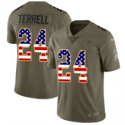Wholesale Cheap Nike Falcons #24 A.J. Terrell Olive/USA Flag Men's Stitched NFL Limited 2017 Salute To Service Jersey