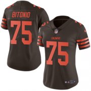 Wholesale Cheap Nike Browns #75 Joel Bitonio Brown Women's Stitched NFL Limited Rush Jersey