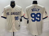 Wholesale Cheap Men's Los Angeles Dodgers #99 Joe Kelly Number Cream 2024 City Connect Limited Stitched Jerseys