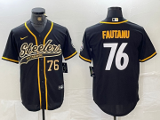 Cheap Men's Pittsburgh Steelers #76 Troy Fautanu Black With Patch Cool Base Stitched Baseball Jerseys