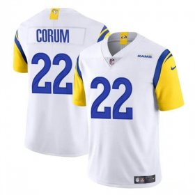 Cheap Men\'s Los Angeles Rams #22 Blake Corum White 2024 Draft Vapor Untouchable Football Stitched Jersey