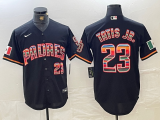 Cheap Men's San Diego Padres #23 Fernando Tatis Jr Black Rainbow Mexico Cool Base Stitched Jersey