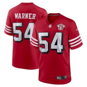Wholesale Cheap Men\'s San Francisco 49ers #54 Fred Warner Scarlet 75th Anniversary Red Jersey