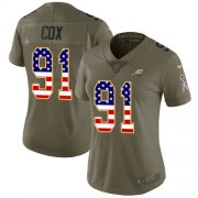 Wholesale Cheap Nike Eagles #91 Fletcher Cox Olive/USA Flag Women's Stitched NFL Limited 2017 Salute to Service Jersey