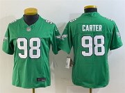 Cheap Women's Philadelphia Eagles #98 Jalen Carter Green 2023 F.U.S.E. Stitched Football Jersey(Run Small)