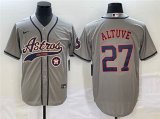 Wholesale Cheap Men's Houston Astros #27 Jose Altuve Gray With Patch Cool Base Stitched Baseball Jersey