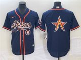 Wholesale Cheap Men's Houston Astros Navy Team Big Logo With Patch Cool Base Stitched Baseball Jersey