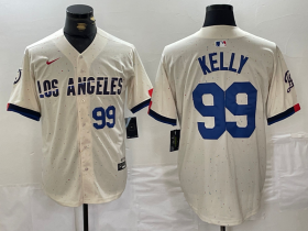 Wholesale Cheap Men\'s Los Angeles Dodgers #99 Joe Kelly Number Cream 2024 City Connect Limited Stitched Jerseys