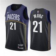 Wholesale Cheap Men's Indiana Pacers #21 Isaiah Wong Blue 2023 Draft City Edition Stitched Basketball Jersey