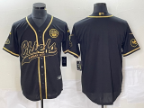 Wholesale Cheap Men's Kansas City Chiefs Blank Black Gold Cool Base Stitched Baseball Jersey