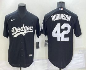 Wholesale Cheap Men\'s Los Angeles Dodgers #42 Jackie Robinson Black Turn Back The Clock Stitched Cool Base Jersey