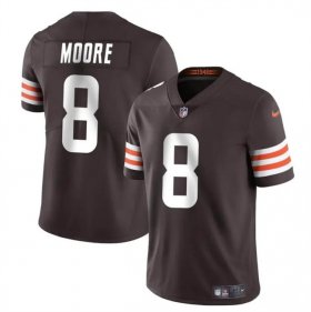 Cheap Men\'s Cleveland Browns #8 Elijah Moore Brown Vapor Limited Football Stitched Jersey