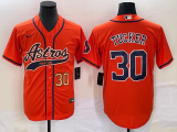 Wholesale Cheap Men's Houston Astros #30 Kyle Tucker Number Orange With Patch Cool Base Stitched Baseball Jersey