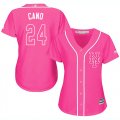 Wholesale Cheap Mets #24 Robinson Cano Pink Fashion Women's Stitched MLB Jersey