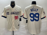 Wholesale Cheap Men's Los Angeles Dodgers #99 Joe Kelly Number Cream 2024 City Connect Limited Stitched Jersey