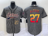 Wholesale Cheap Men's Houston Astros #27 Jose Altuve Number Grey Gridiron Cool Base Stitched Baseball Jersey
