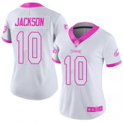 Wholesale Cheap Nike Eagles #10 DeSean Jackson White/Pink Women's Stitched NFL Limited Rush Fashion Jersey