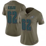 Wholesale Cheap Nike Eagles #62 Jason Kelce Olive Women's Stitched NFL Limited 2017 Salute to Service Jersey