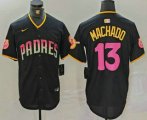 Cheap Men's San Diego Padres #13 Manny Machado Black 20th Anniversary Cool Base Stitched Jersey